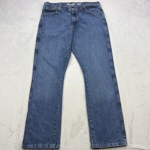 Wrangler Jeans Men 38x34 Blue Denim Retro Boot Cut Faded Whiskered Western Rodeo